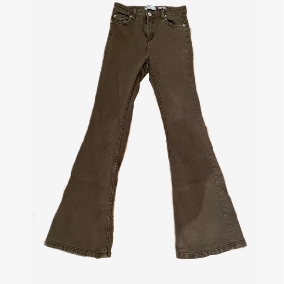Bershka Pants - Bershka high waisted/flared brown pants